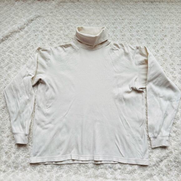 TALBOTS Womens Ivory Cotton Layering Classic Turtleneck Sz Medium - Picture 3 of 8